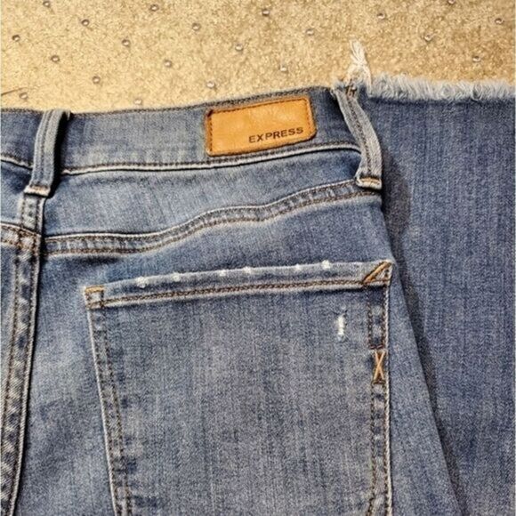 Express Women's Size 0 Cropped Legging Mid Rise Distressed Jeans 26x25 - Picture 7 of 9